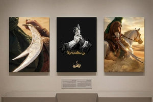 Islamic Warrior & Calligraphy Wooden Wall Art  3-Pc