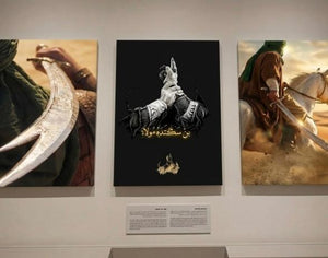 Islamic Warrior & Calligraphy Wooden Wall Art  3-Pc